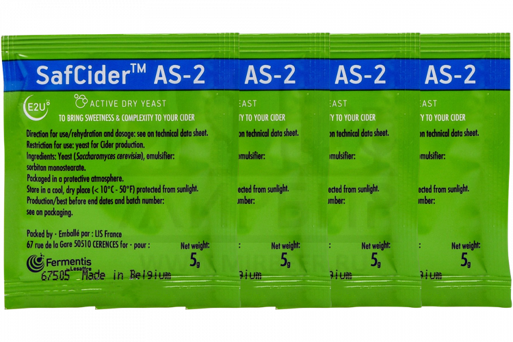 Комплект: Дрожжи для сидра Fermentis "Safcider AS-2", 5 г, 4 шт.