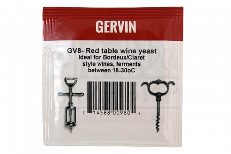 Винные дрожжи Gervin "Red Table Wine GV8", 5 г
